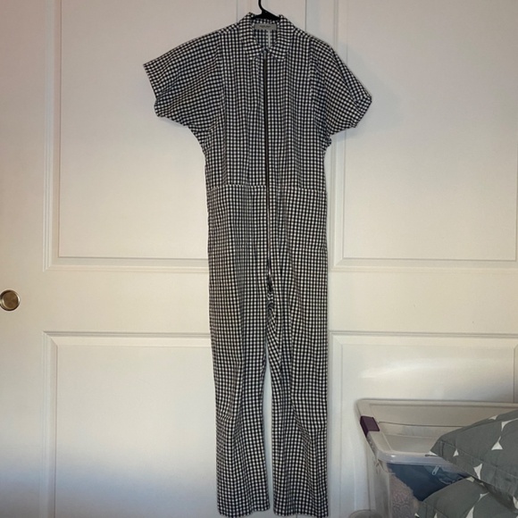 Rachel Comey Barrie Jumpsuit Gingham Black White Cotton Made in USA Size 0 - Picture 2 of 16